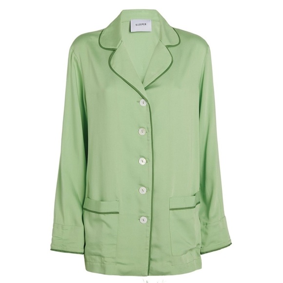 NWT Sleeper Mint Green Button Front Pajama Top Oversized sz Small - Picture 1 of 9